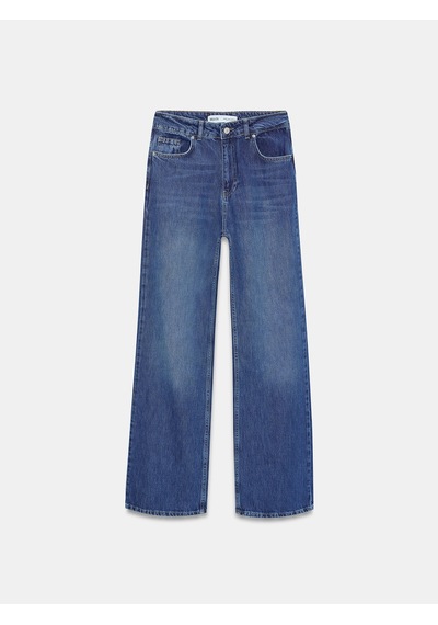 Dilvin 72293 Yüksek Bel Wide Leg Jean-mavi Mavi