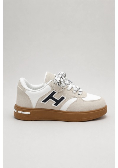 Ht Hotin Dash Çocuk Günlük Spor Ayakkabı Bağcıklı Rahat Tabanlı Şık Sneaker - Beyaz