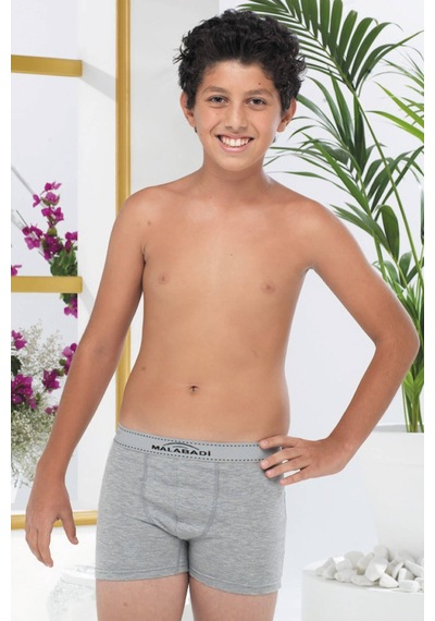 Malabadi Grimelanj 3'lü Paket 208 Erkek Çocuk Boxer Gri Melanj
