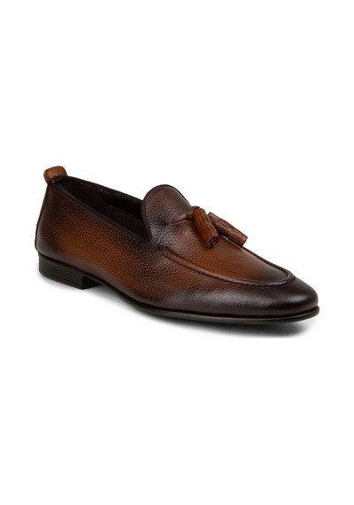 Deery Erkek Kahverengi Hakiki Deri Püsküllü Loafer - 01701mkhvc92