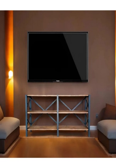 Umutpark Çok Amaçlı Metal Ahşap Kitaplık Tv Ünitesi Raf.