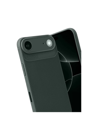 Newface Apple, Uyumlu iPhone 17 Air Auto Focus Karbon Kapak - Koyu Yeşil