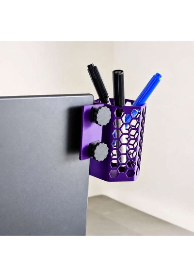 3d Baskı Monitor Kalemlik - Petek Desenli Laptop Kenar Altıgen Kalemlik-mor Diğer