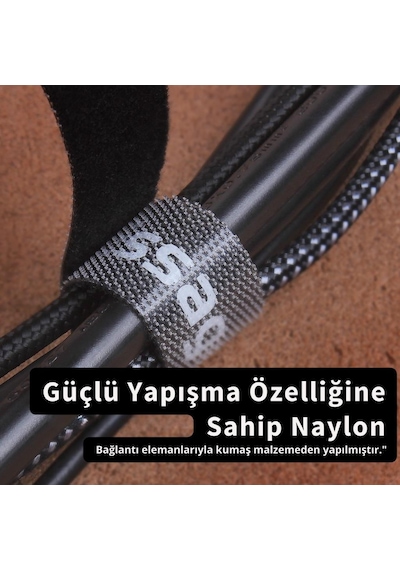 Essager 5 Metre Cırt Cırt Bantlı Kablo Sarıcı Düzenleyici Organizatör, Kesilebilir Kablo Düzenleyici