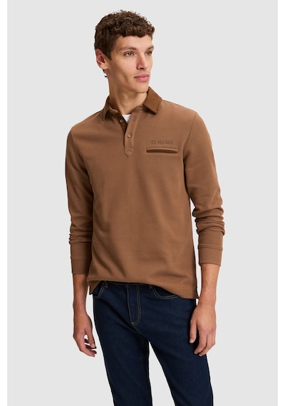U.S. Polo Assn. Erkek Kahverengi Polo Yaka Düğmeli Regular Fit Sweatshirt 50329340-vr134 Kakao