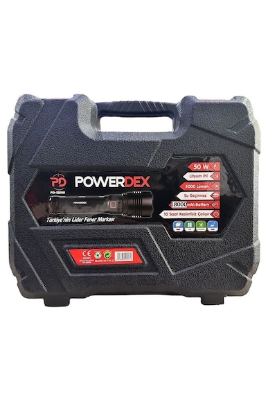 Powerdex Pd-12500 50w Zoomlu Profesyonel El Feneri Siyah
