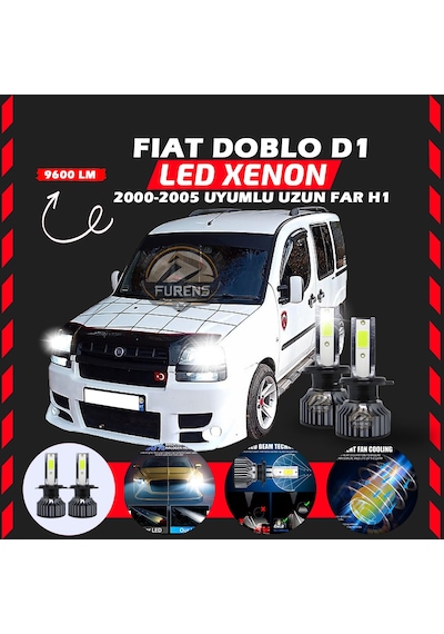 Fiat Doblo D1 2000-2005 Uzun Far Uyumlu Şimşek Etkili Led Xenon Pro Series H1