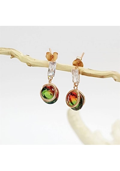 Meloni Topaz Taşlı 925 Ayar Gümüş Rose Küpe N11.69911