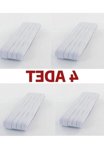 4 Adet 0.80 Cm Beyaz Bel Paça Don Lastiği Geniş Yassı Lastik 40 Metre