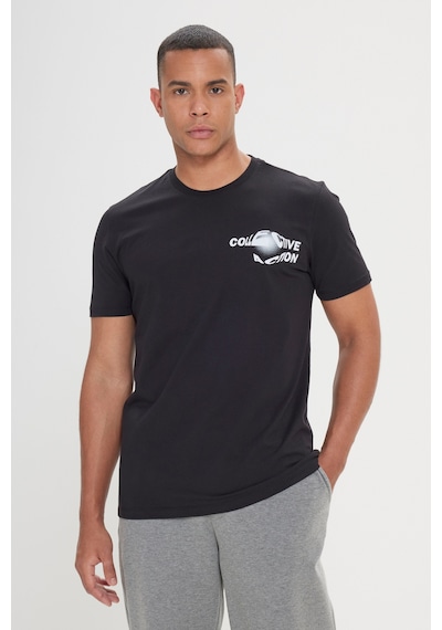 AC&Co / Altınyıldız Classics Erkek Sıyah Standart Fit Normal Kesim Bisiklet Yaka Tişört - Siyah