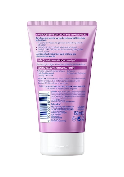Luminous630 Skin Glow Anında Aydınlatıcı Yüz Temizleme Jeli 150 Ml, Aha, Aloe Vera, Eşit Cilt Tonu