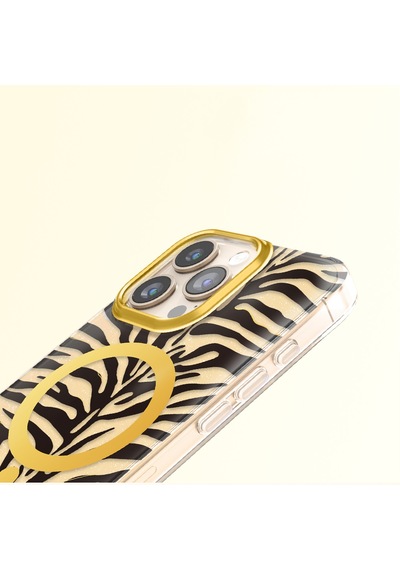 Apple iPhone Uyumlu 16 Pro Max  Kılıf M-safe Şarj Özellikli Zore Paris Veyro Tpu Kapak Gold