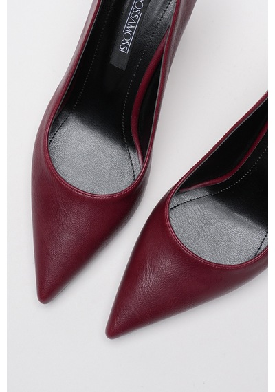 Alewomen Bordo Deri 10 Cm Topuklu Ernio Stiletto Kadın Ayakkabı Bordo