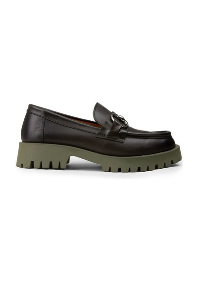 Deery Kadın Yeşil Hakiki Deri Tokalı Loafer - 02037zyslc01