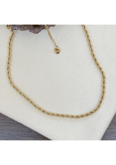 Burgu Kolye Orta Kalın Burma Zincir Yüksek Kalite 316 L Çelik Gold 40+5 Cm
