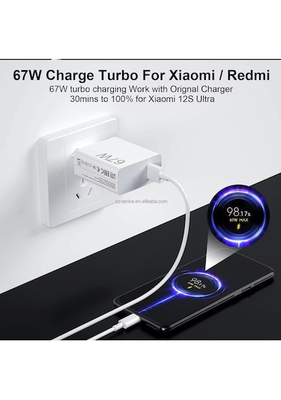 67w Turbo Type-c Akım Korumalı Hassas Şarj Aleti Seti Saniye Sayaçlı Süper Charger