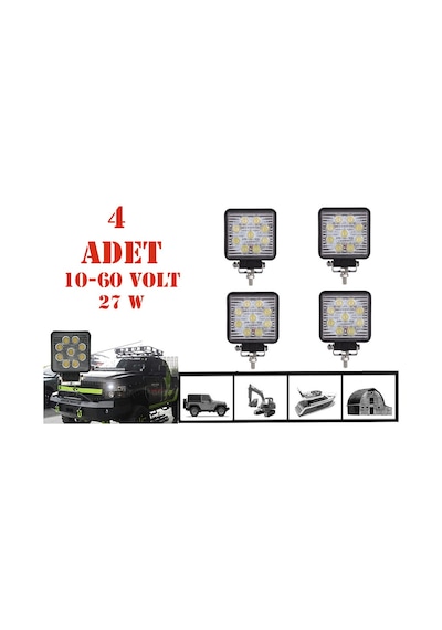 9 Ledli 4 Adet Off Road Geri Vites Folklift Tekne Aydınlatma Ledi