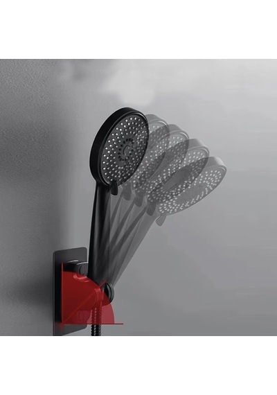 Siyah Askılıklı 3m Yapışkanlı Banyo Duş Mafsalı Duş Başlığı Askısı 15 Kg Taşıma Kapasiteli Mafsal Tutacak