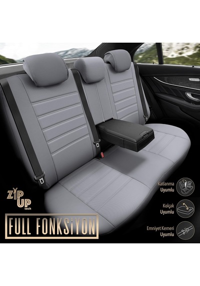 Tr Inspire Design Premium Deri Ekstra Destekli Universal Oto Koltuk Kılıfı Tam Set Füme Genel