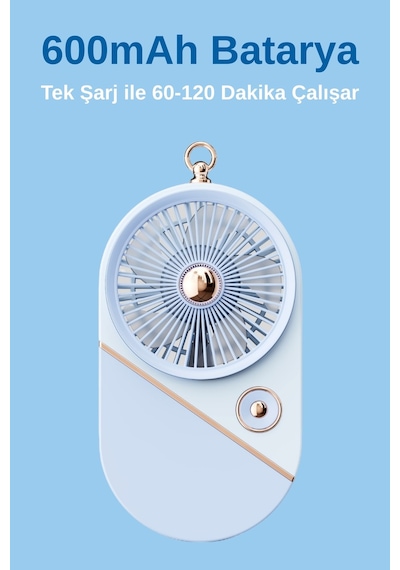 Taşınabililir Mini Usb Şarjlı 3 Kademeli El Vantilatör Fan Soğutucu Ys2528 Mavi