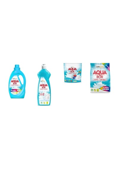 Aquabor Doğal Mineralli Sıvı Renkliler + Elde Bulaşık + Tablet + 4 Kg Renkliler 4 Lü Set