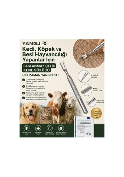 Yanglıang Tekli Paket Paslanmaz Çelik Ergonomik Köpek Kene Çıkarıcı - Kolay Tutuşlu Ce Standartlarına Uygun