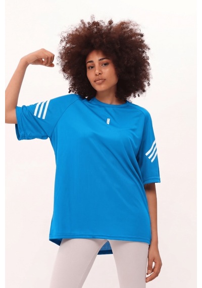 Genius Store Store Kadın Spor Tişört Baskılı Fitness, Antrenman Fit Turkuaz