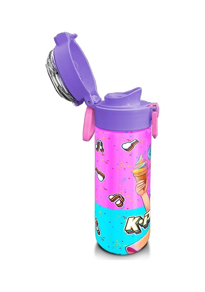 Coral High Kids Pembe Turkuaz K-pop Desenli Pipetli Ve Direkt İçim Çelik Termos 500 Ml 31865 Turkuaz - Mavi