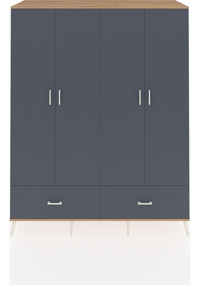 Kronos Gardrop 6 Raflı 2 Çekmeceli 2 Askılı 176x59x221 Çam-antrasit Beyaz Kronos Gardrop 6 Raflı 2 Çekmeceli 2 Askılı 176x59x221 Çam-antrasit Beyaz