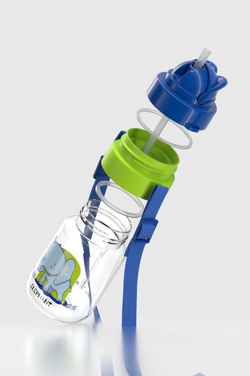 Renga Taffy Desenli 330 Ml Askılı Pipetli Tritan Bebek Suluk 222056 Mavi MAvi