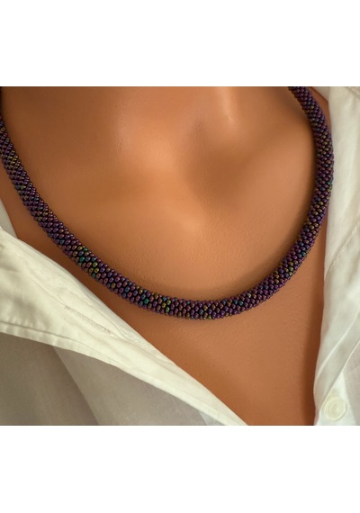 Chichibeads Mor Renk Bohem Kolye Bileklik Set Eflatun - Mor