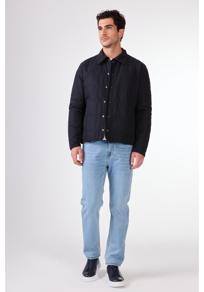 Dufy Lacivert Kapitone Erkek Mont - Slim Fit Lacivert