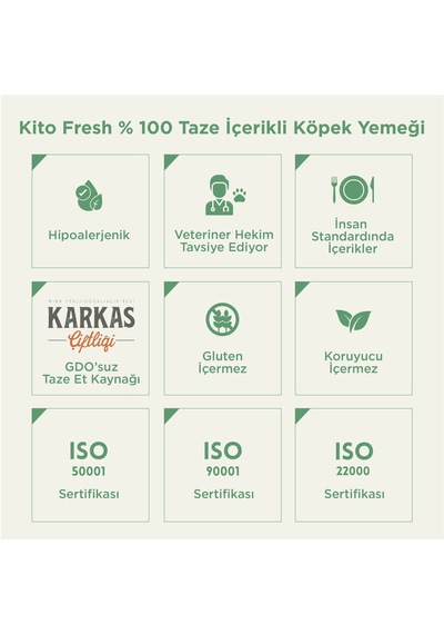 Kito Kuzu Etli Yetişkin Köpek Maması 7 KG + Kito Fresh Tanışma Paketi Köpek Yemeği 6'lı