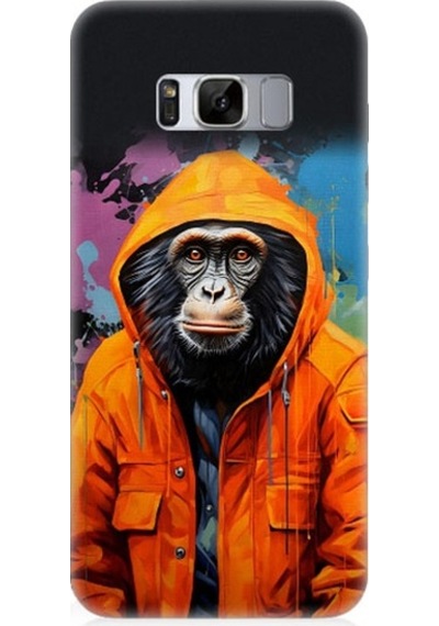 Samsung Galaxy S8 Uyumlu Kapşonlu Maymun Desenli Silikon Kılıf