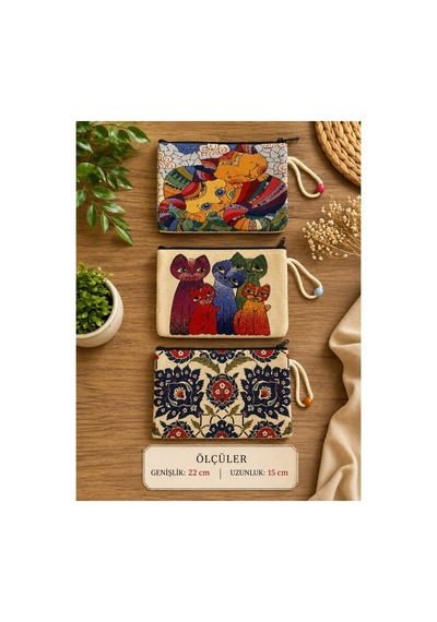 Badufa Home Goblen Dokuma Bez Çanta Bej Bej