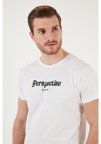 Buratti Pamuklu Slim Fit Bisiklet Yaka Erkek T Shirt 541Perspective Beyaz