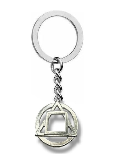 İç İçe Geçmiş Geometrik Figürlü Anahtarlık Zamak Metal Unisex Modern Aksesuar