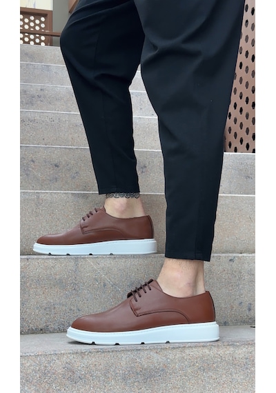 Ba0003 Bağcıklı Klasik Taba Beyaz Kalın Taban Casual Erkek Ayakkabı Taba