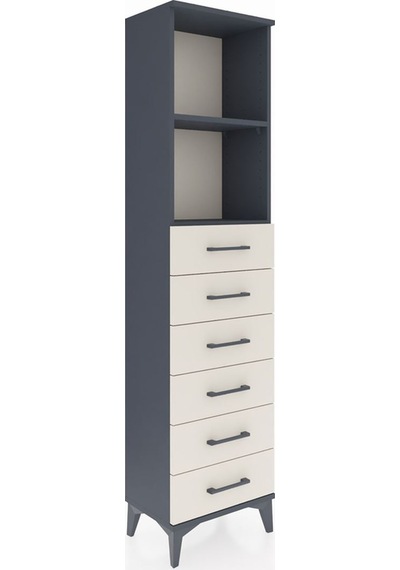 Arges Dolap 2 Raflı 6 Çekmeceli 44x30x182 Antrasit-aytaşı Antrasit
