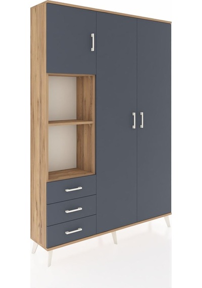 Arges Dolap 6 Raflı 3 Çekmeceli Tek Askılı 132x30x195 Çam-antrasit/antrasit Antrasıt/antrasıt Arges Dolap 6 Raflı 3 Çekmeceli Tek Askılı 132x30x195 Çam-antrasit/antrasit Antrasıt/antrasıt
