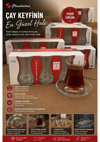 Paşabahçe 62511 Ajda Çay Bardağı 160 Cc 6'lı Kutuludur Diğer