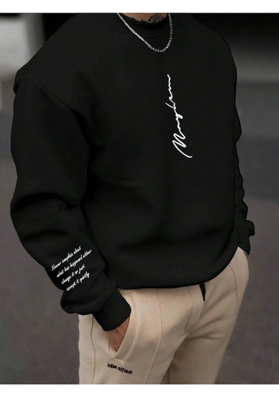 Startmore Siyah Unisex Kadın/erkek Never Renkli Oversize Bisiklet Yaka Pamuklu