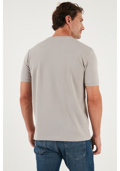 Buratti Streç Pamuklu Slim Fit Sıfır Yaka Erkek T Shirt 5902639 Taş
