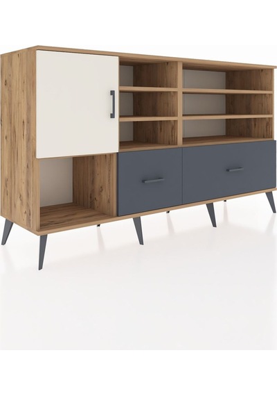 Kronos Konsol 8 Raflı 2 Çekmeceli Tek Kapaklı 176x59x99 Çam-ayta Çam-aytaşı/antrasit Kronos Konsol 8 Raflı 2 Çekmeceli Tek Kapaklı 176x59x99 Çam-ayta Çam-aytaşı/antrasit
