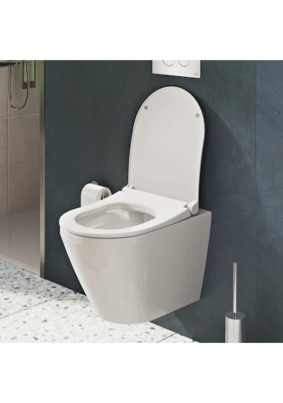 VitrA 110-003r009 İnce Universal Klozet Kapağı, Yavaş Kapanır, Kolay Çıkabilir, Beyaz