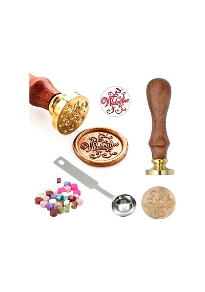 Mektup Damga Mühürü Welcome + 30 Mühür Mumu + Eritme Kaşığı