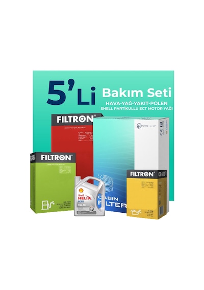 Filtron Citroen C-Elysee 1.5 Dizel Filtre Bakım Seti Shell Motor Yağlı (2018-2023) 5 Li