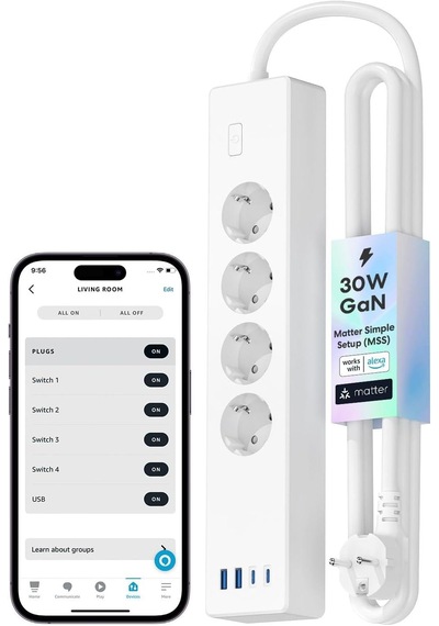 Meross Akıllı 4'lü Priz 30w 2typec + 2us