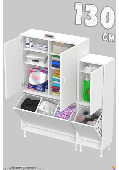 Ohbe 95 + 35cm Genişlik 160cm Boy 32,5cm Derinlik Kirli Sepetli 3 Kapaklı Çok Amaçlı Banyo Dolabı 95 + 35cm Ohbe 95 + 35cm Genişlik 160cm Boy 32,5cm Derinlik Kirli Sepetli 3 Kapaklı Çok Amaçlı Banyo Dolabı 95 + 35cm