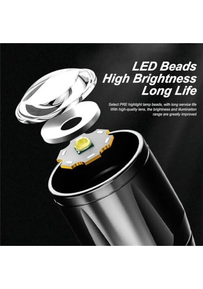 El Feneri Led Usb Şarjlı-metal Ultra Güçlü Parlak Zoom Mini Boy El Feneri Enerji Sınıfı A++ Ortam Lambası Depre